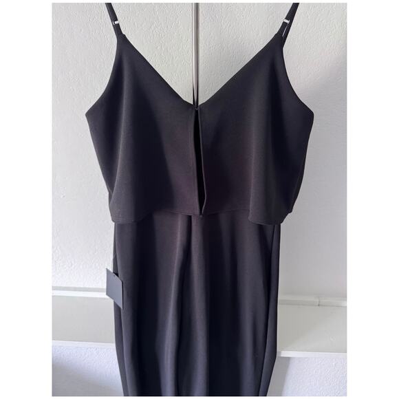 Lulus Black Wide-Leg Jumpsuit – Size L, NWT Elegant Overlay Bodice - Picture 7 of 9